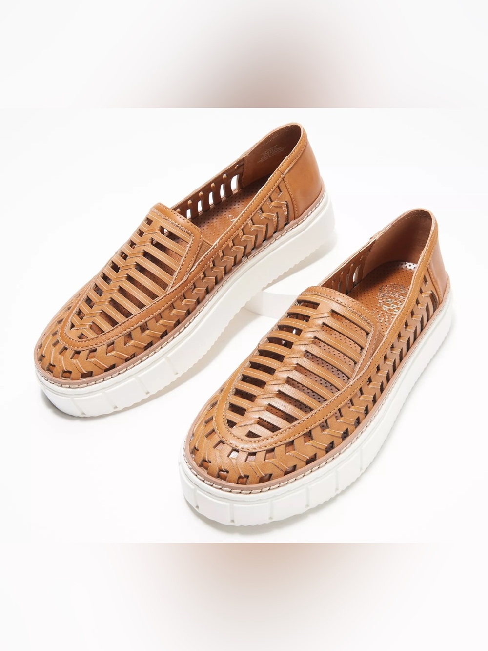 Vince Camuto Romeena Woven Leather Platform Loafers